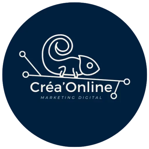 Logo Créa'Online représentant un caméléon.